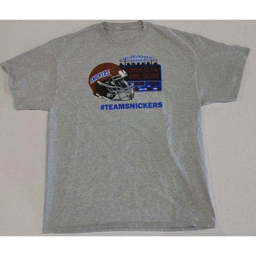 TEAM SNICKERS Football Helmet Stadium Candy Bar Gray T-Shirt Adult Size XL